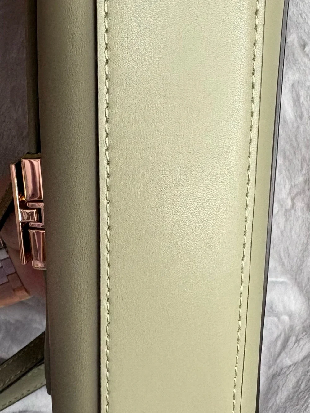 Michael Kors Sage Green Leather Crossbody with Gold Chain Accent